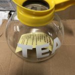 US Foods Tea Glass Pot Decanter Drip Proof - 12 cup 64 oz Yellow Handle