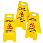 Industries Yellow 24" Caution Wet Floor Sign Set of 3 CUIDADO PISO MOJADO