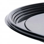 Monogram mediumweight round black catering trays pet plastic 16' 36 count
