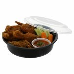 Tripak 16 oz 6" Round Reusable Black Container Lid for Microwave, Pack 150 0610B