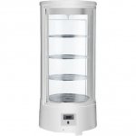 Marchia MDCR78-W White Countertop Rotating Refrigerated Bakery Display Case with LED Lighting