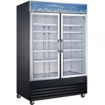 Coldline D53-B 53" Double Glass Swing Door Merchandising Freezer - Black