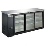 Coldline CBB-72G-SL-T 72? Refrigerated Narrow Black Sliding Glass Door Back Bar Cooler