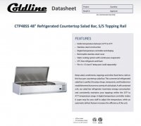 Coldline CTP48SS 48" Refrigerated 4 Pan Stainless Steel Top Cover Countertop Salad Bar - Image 2