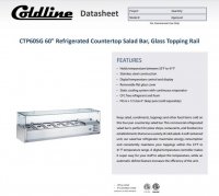 Coldline CTP60SG 60" Refrigerated 6 Pan Glass Top Cover Countertop Salad Bar - Image 2