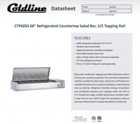 Coldline CTP60SS 60" Refrigerated 6 Pan Stainless Steel Top Cover Countertop Salad Bar - Image 2