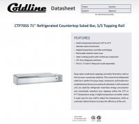 Coldline CTP70SS 71" Refrigerated 8 Pan Stainless Steel Top Cover Countertop Salad Bar - Image 2