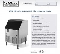 Coldline ICE280 280 lb. Commercial Half Cube Air Cooled Ice Machine with Bin - Image 2