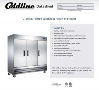 Coldline C-3FE 81" Triple Solid Door Reach-In Freezer - Image 2