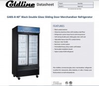 Coldline G40S-B 40" Double Glass Sliding Door Merchandising Refrigerator - Black - Image 2