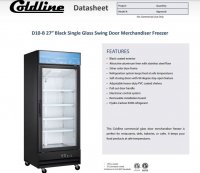 Coldline D10-B 27" Single Glass Swing Door Merchandiser Freezer - Black - Image 2