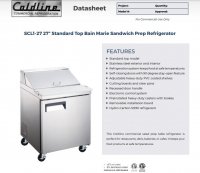 Coldline SP27 27" Bain Marie Sandwich Prep Table - 6 Pans - Image 2