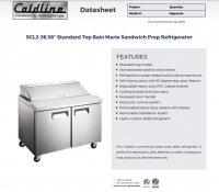 Coldline SP36 36" Bain Marie Sandwich Prep Table - 10 Pans - Image 2