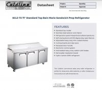 Coldline SP72 71" Bain Marie Sandwich Prep Refrigerator - 18 Pans - Image 2