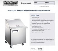 Coldline SMP27 27" One Door Mega Top Bain Marie Sandwich Prep Refrigerator - 9 Pans - Image 2