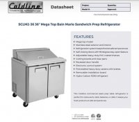 Coldline SMP36 36" Two Door Mega Top Bain Marie Sandwich Prep Refrigerator - 15 Pans - Image 2