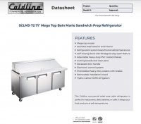 Coldline SMP72 71" Three Door Mega Top Bain Marie Sandwich Prep Refrigerator - 30 Pans - Image 2