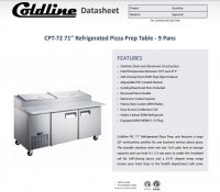 Coldline CPT-72 71" Refrigerated Pizza Prep Table - 9 Pans - Image 2