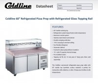 Coldline PDR-60-SG 60" Refrigerated Pizza Prep with Refrigerated Glass Topping Rail - Image 2