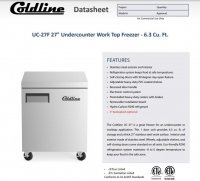Coldline UC-27F 27" Undercounter Work Top Freezer - 6.3 Cu. Ft. - Image 2