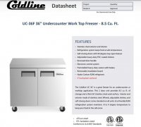 Coldline UC-36F 36" Undercounter Work Top Freezer - 8.2 Cu. Ft. - Image 2