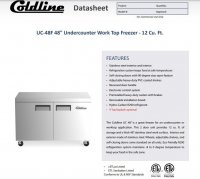 Coldline UC-48F 48" Undercounter Work Top Freezer - 12 Cu. Ft - Image 2