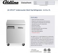 Coldline UC-27R 27" Undercounter Work Top Refrigerator - 6.3 Cu. Ft. - Image 2