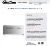 Coldline UC-72R 72" Undercounter Work Top Refrigerator - 15.5 Cu. Ft. - Image 2