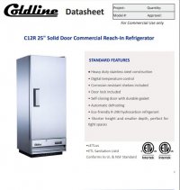 Coldline C12R 25" Solid Door Commercial Reach-In Refrigerator-11 Cu. Ft. - Image 2