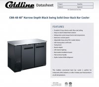 Coldline CBB-48 48" Black Counter Height Narrow Solid Door Back Bar Refrigerator - Image 2