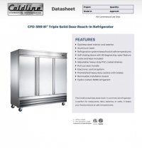 Coldline C-3RR 81" Triple Solid Door Reach-In Refrigerator - Image 2