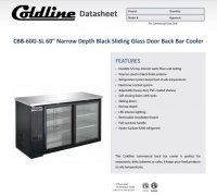 Coldline CBB-60G-SL 60 Refrigerated Narrow Black Sliding Glass Door Back Bar Cooler - Image 2