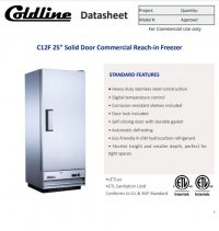 Coldline C12F 25" Solid Door Commercial Reach-in Freezer-11 Cu. Ft. - Image 2