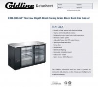 Coldline CBB-60G-T 60" Black Counter Height Narrow Glass Door Back Bar Refrigerator - Image 2