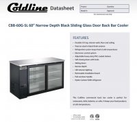 Coldline CBB-60G-SL-T 60? Refrigerated Narrow Black Sliding Glass Door Back Bar Cooler - Image 2