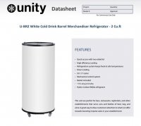 Unity U-BR2 White Cold Drink Barrel Merchandiser Refrigerator - 2 Cu.ft - Image 2