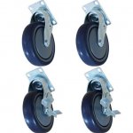 Prepline PFC-4-SB Heavy Duty Rectangular Plate Casters for Fryers, Black (Set of 4, 2 with Brake)