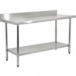 Prepline PWTG-2472-4BS 24"D x 72"L Stainless Steel Worktable with Undershelf with 4" Backsplash