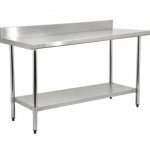 Prepline PWTG-3072-4BS 30"D x 72"L Stainless Steel Worktable with Undershelf with 4" Backsplash