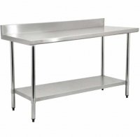 Prepline PWTG-3072-4BS 30"D x 72"L Stainless Steel Worktable with Undershelf with 4" Backsplash