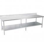 Prepline PWTG-3096-4BS 30"D x 96"L Stainless Steel Worktable with Undershelf with 4" Backsplash