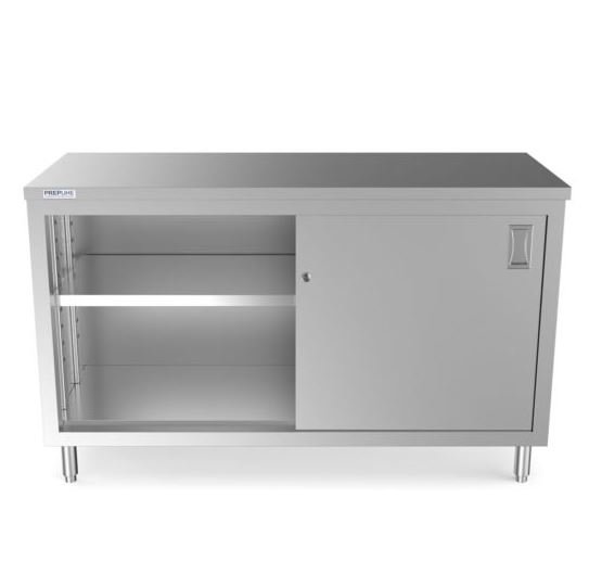 Capture Prepline PC-2472 24"D x 72"L Stainless Steel Enclosed Base Work Table with Sliding Doors and Adjustable Shelf - Image 1