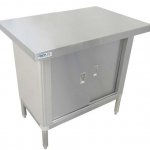 Prepline 24"D x 36"L 304 Stainless Steel Enclosed Base Worktable with Sliding Doors