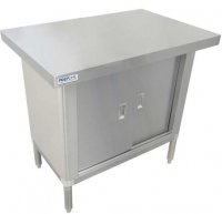 Prepline 24"D x 48"L 304 Stainless Steel Enclosed Base Worktable with Sliding Doors