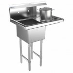 Prepline 28" Stainless Steel One Compartment Commercial Sink with Right Drainboard - 14" x 16" Bowl