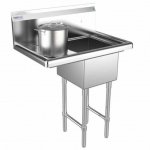 Prepline 28" Stainless Steel One Compartment Commercial Sink with Left Drainboard - 14" x 16" Bowl