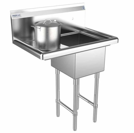 Capture Prepline 28" Stainless Steel One Compartment Commercial Sink with Left Drainboard - 14" x 16" Bowl - Image 1