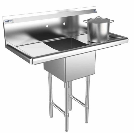 Capture Prepline 38" Stainless Steel One Compartment Commercial Sink with Left and Right Drainboard - 14" x 16" Bowl - Image 1