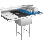 Prepline 54" Stainless Steel One Compartment Commercial Sink with Left and Right Drainboard - 18" x 18" Bowl