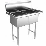 Prepline 33" Stainless Steel Two Compartment Commercial Sink - 14" x 16" Bowls